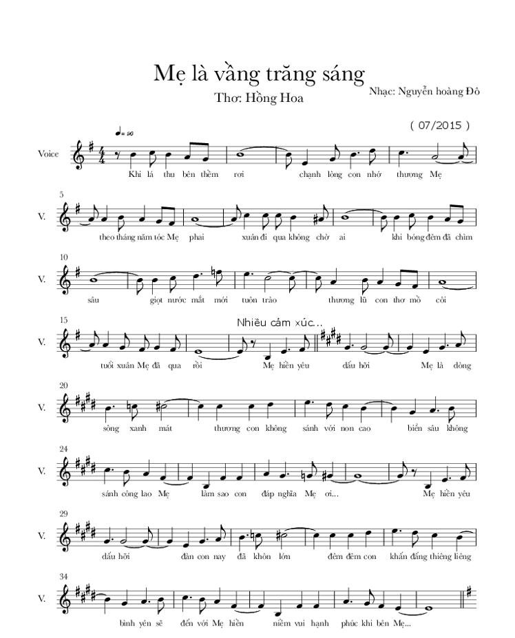 Sheet nhạc Mẹ Là Vầng Trăng Sáng